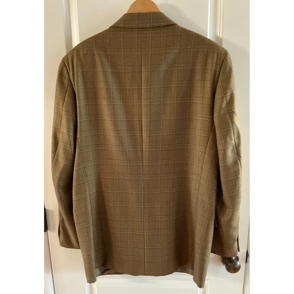 Joseph Abboud Men's Blazer‎ 44R Camel Gray Windowpane Check Sportcoat USA Made
